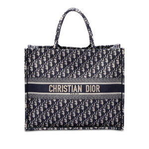 Pre-Loved Dior Large Oblique Embroidered Canvas Book Tote